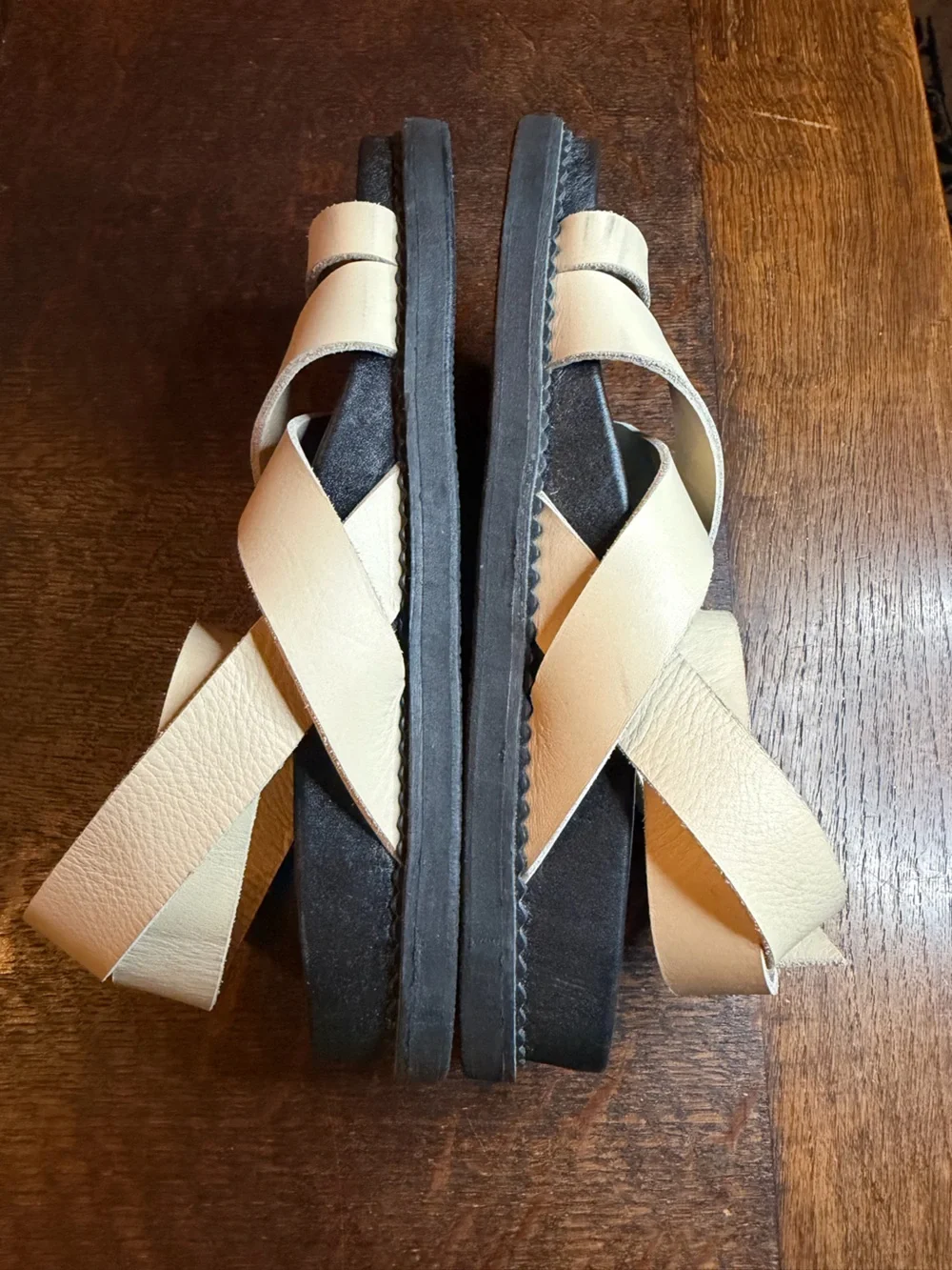 The Bali Tailor Leni Leather Gladiator Sandals Bone Black Size 37